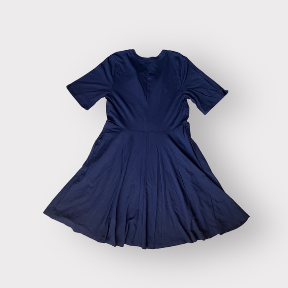 Maeve by Anthropologie Navy Fit & Flare Lace Up Front Dress - Picture 2 of 6